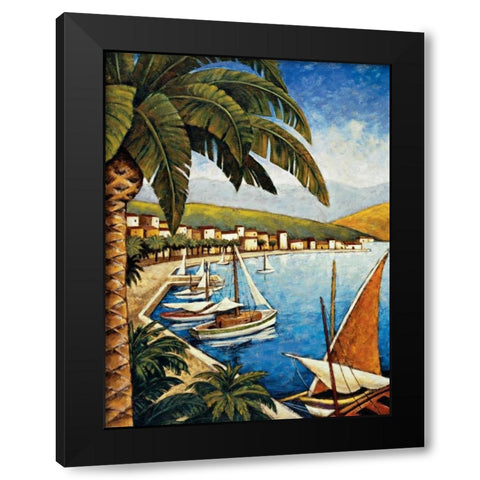 Cote d Azur I Black Modern Wood Framed Art Print with Double Matting by Young, Thomas