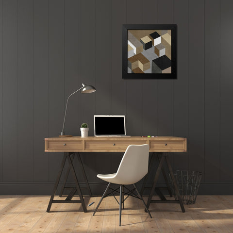 Cubic in Neutral I Black Modern Wood Framed Art Print by Simmions, Todd