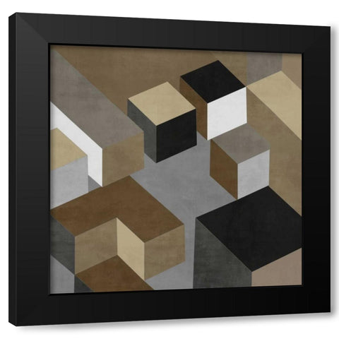 Cubic in Neutral I Black Modern Wood Framed Art Print by Simmions, Todd