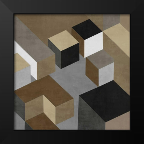 Cubic in Neutral I Black Modern Wood Framed Art Print by Simmions, Todd