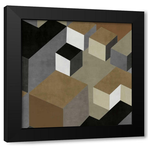 Cubic in Neutral II Black Modern Wood Framed Art Print with Double Matting by Simmions, Todd