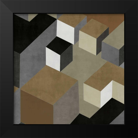 Cubic in Neutral II Black Modern Wood Framed Art Print by Simmions, Todd