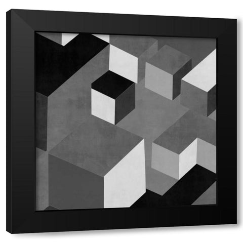 Cubic in Grey I Black Modern Wood Framed Art Print by Simmons, Todd