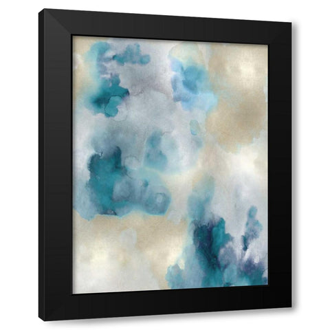 Whisper in Aqua I Black Modern Wood Framed Art Print with Double Matting by Mitchell, Lauren
