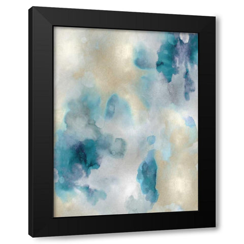 Whisper in Aqua III Black Modern Wood Framed Art Print by Mitchell, Lauren