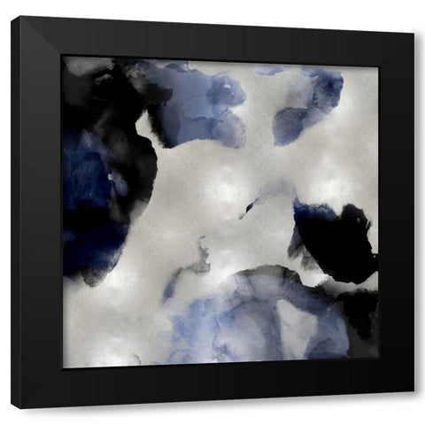 Whisper in Indigo II Black Modern Wood Framed Art Print with Double Matting by Mitchell, Lauren