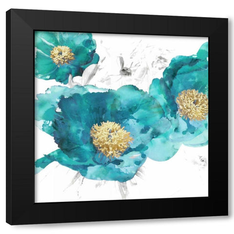 Aqua Trio I Black Modern Wood Framed Art Print with Double Matting by Austin, Vanessa