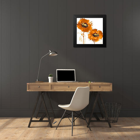 Flower Burst in Mandarin II Black Modern Wood Framed Art Print by Austin, Vanessa