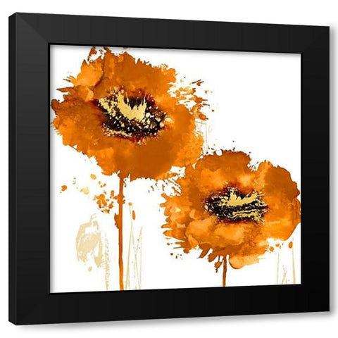 Flower Burst in Mandarin II Black Modern Wood Framed Art Print by Austin, Vanessa