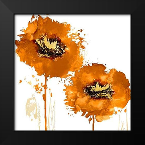 Flower Burst in Mandarin II Black Modern Wood Framed Art Print by Austin, Vanessa