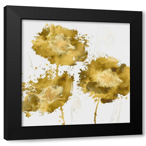 Golden Flower Burst I Black Modern Wood Framed Art Print by Austin, Vanessa