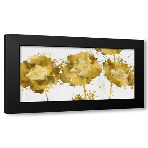 Golden Fower Burst Trio Black Modern Wood Framed Art Print with Double Matting by Austin, Vanessa