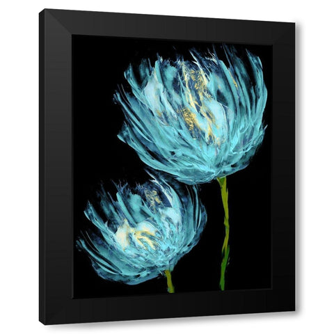 Aqua Tulips II Black Modern Wood Framed Art Print with Double Matting by Austin, Vanessa