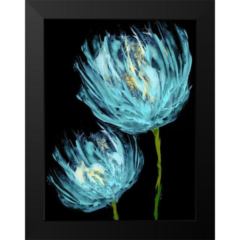 Aqua Tulips II Black Modern Wood Framed Art Print by Austin, Vanessa