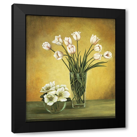 Tulipes blanches Black Modern Wood Framed Art Print with Double Matting by Huntington, Virginia