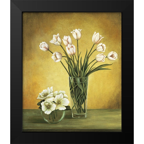 Tulipes blanches Black Modern Wood Framed Art Print by Huntington, Virginia