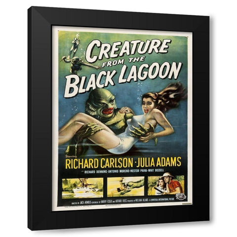 Creature From The Black Lagoon Black Modern Wood Framed Art Print by Anonymous