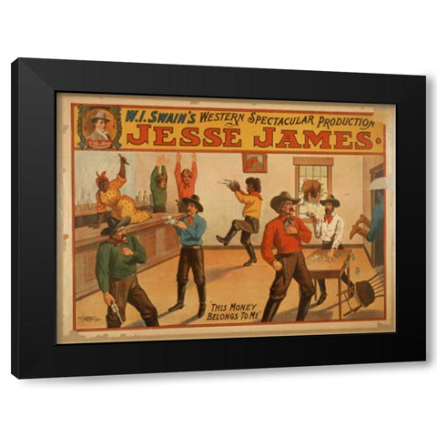 Jesse James Black Modern Wood Framed Art Print with Double Matting by Anonymous