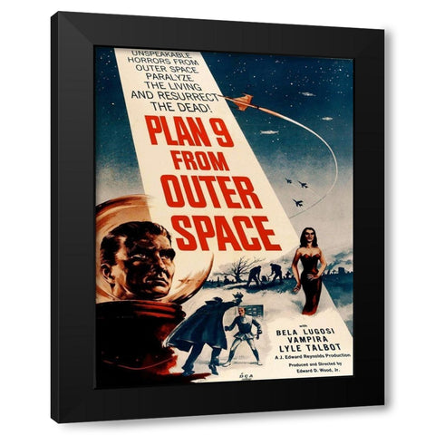 Plan 9 From Outer Space Black Modern Wood Framed Art Print with Double Matting by Anonymous