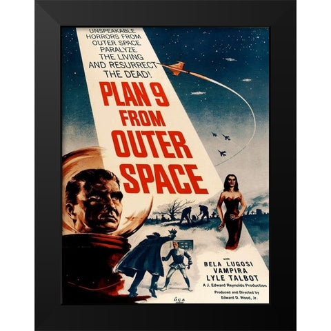 Plan 9 From Outer Space Black Modern Wood Framed Art Print by Anonymous