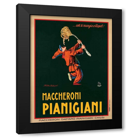 Maccheroni Pianigiani-1922 Black Modern Wood Framed Art Print by Mauzan, Achille Luciano