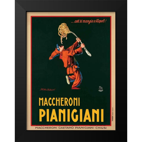 Maccheroni Pianigiani-1922 Black Modern Wood Framed Art Print by Mauzan, Achille Luciano