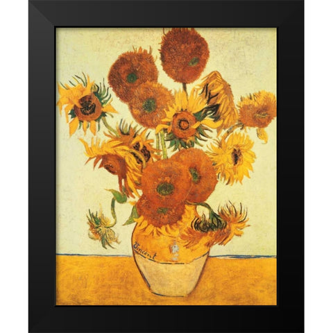 I girasoli Black Modern Wood Framed Art Print by Van Gogh, Vincent