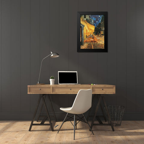 Cafe de nuit Black Modern Wood Framed Art Print by Van Gogh, Vincent