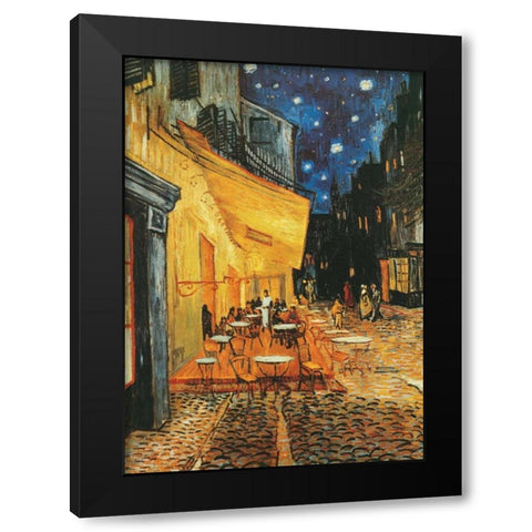 Cafe de nuit Black Modern Wood Framed Art Print with Double Matting by Van Gogh, Vincent
