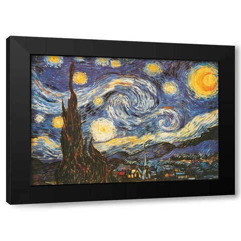 La notte stellata Black Modern Wood Framed Art Print by Van Gogh, Vincent