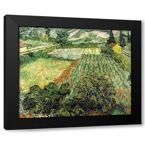 Feld mit Mohnblumen Black Modern Wood Framed Art Print by Van Gogh, Vincent