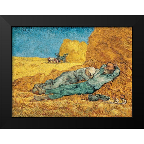 La Meridienne Black Modern Wood Framed Art Print by Van Gogh, Vincent