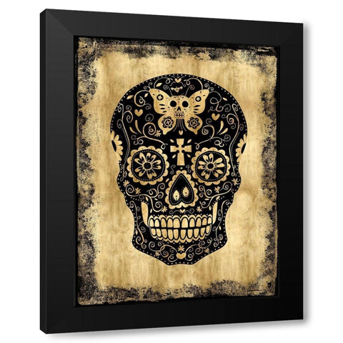 Day of the Dead in Black and Gold Black Modern Wood Framed Art Print by Wagner, Martin