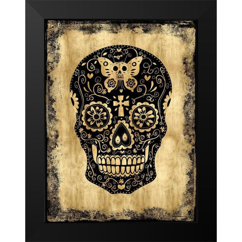 Day of the Dead in Black and Gold Black Modern Wood Framed Art Print by Wagner, Martin