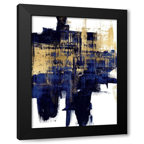 Dynamic Gold on Blue I Black Modern Wood Framed Art Print by Wise, Alex