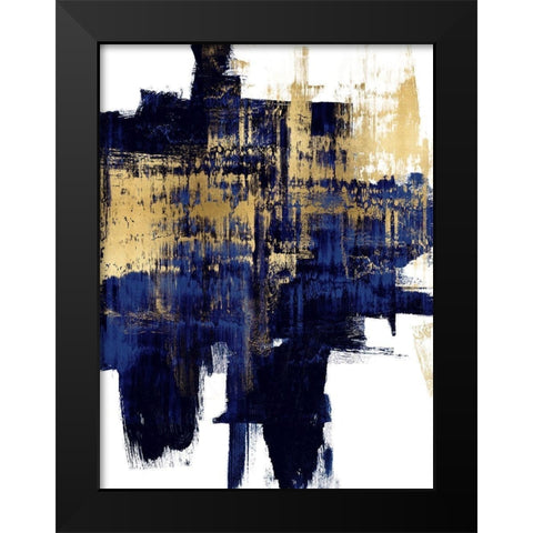 Dynamic Gold on Blue I Black Modern Wood Framed Art Print by Wise, Alex
