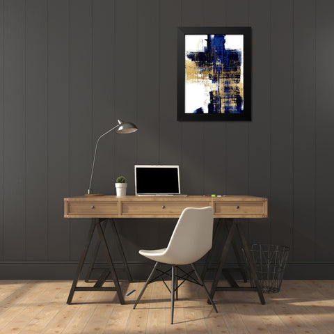 Dynamic Gold on Blue II Black Modern Wood Framed Art Print by Wise, Alex