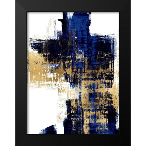 Dynamic Gold on Blue II Black Modern Wood Framed Art Print by Wise, Alex