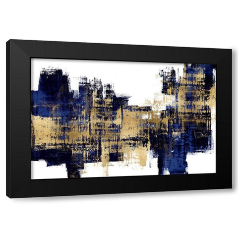 Vibrant Gold on Blue Black Modern Wood Framed Art Print by Wise, Alex