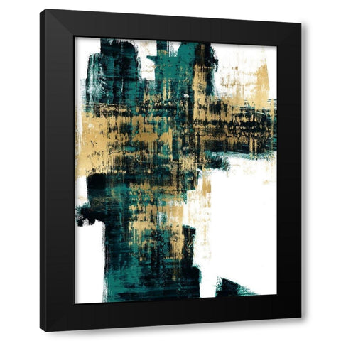 Infatuation Gold on Teal I Black Modern Wood Framed Art Print with Double Matting by Wise, Alex