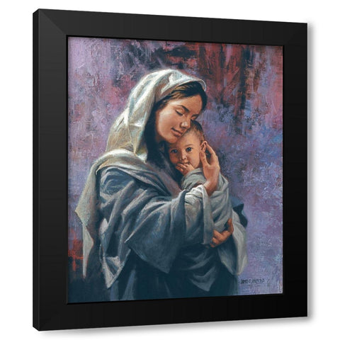 Mother and Child Black Modern Wood Framed Art Print with Double Matting by Seward, James