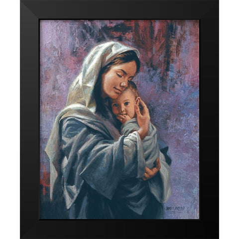 Mother and Child Black Modern Wood Framed Art Print by Seward, James
