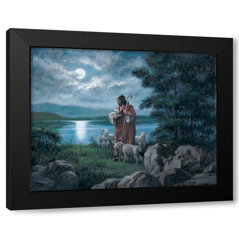 The Lord Is My Shepherd Black Modern Wood Framed Art Print by Seward, James