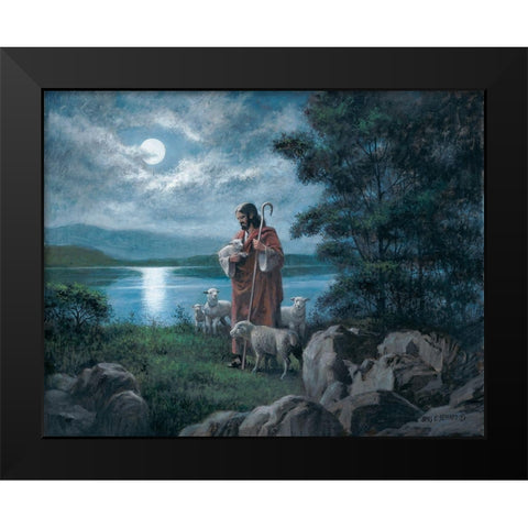 The Lord Is My Shepherd Black Modern Wood Framed Art Print by Seward, James