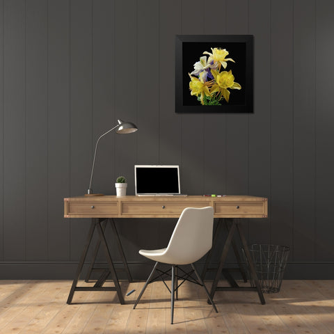 Columbines ~ Origami Mix Black Modern Wood Framed Art Print by Reynolds, Richard