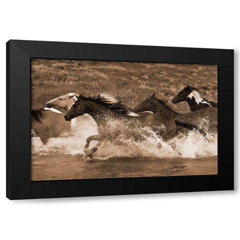 River Race Black Modern Wood Framed Art Print by Dawson, Robert