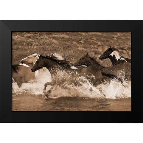 River Race Black Modern Wood Framed Art Print by Dawson, Robert
