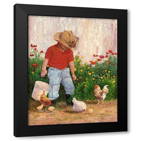 Country Boy Black Modern Wood Framed Art Print with Double Matting by Dudley, June