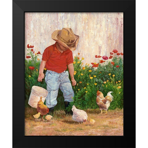 Country Boy Black Modern Wood Framed Art Print by Dudley, June