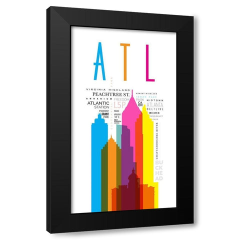 Atlanta Streets City Signs Black Modern Wood Framed Art Print with Double Matting by Somerset